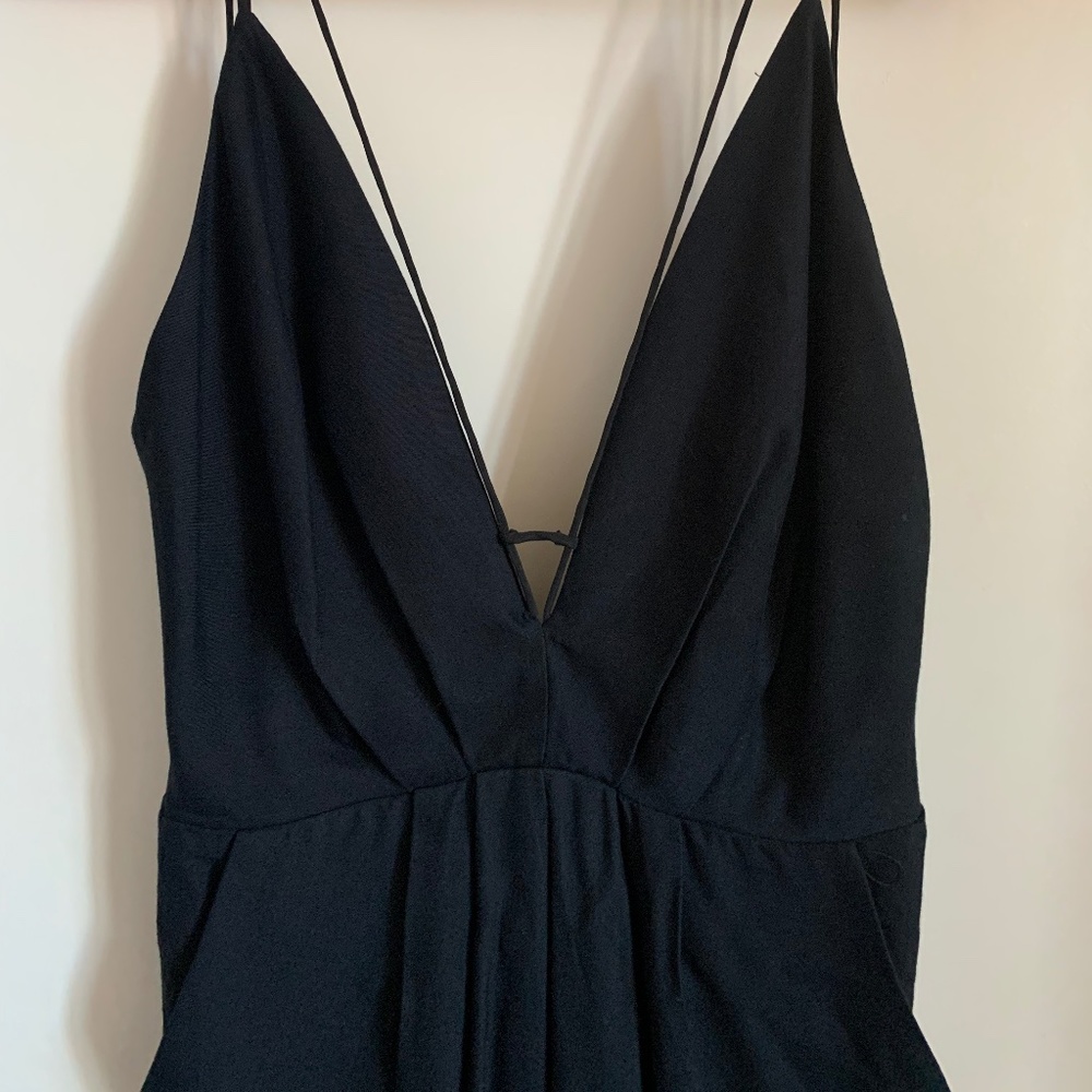 Black, deep back romper